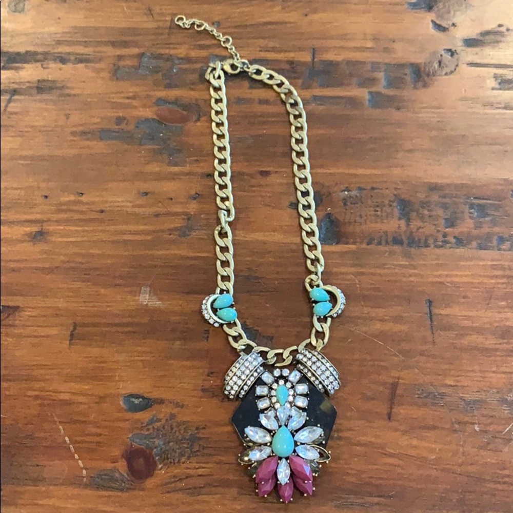 J Crew Gold Tone and Stoned Statement Necklace